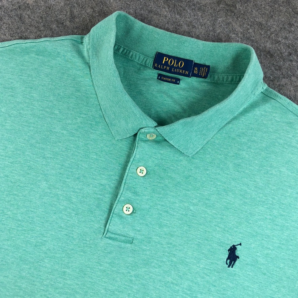 Polo Ralph Lauren Mens XLT Green Classic Fit Polo Shirt Prep